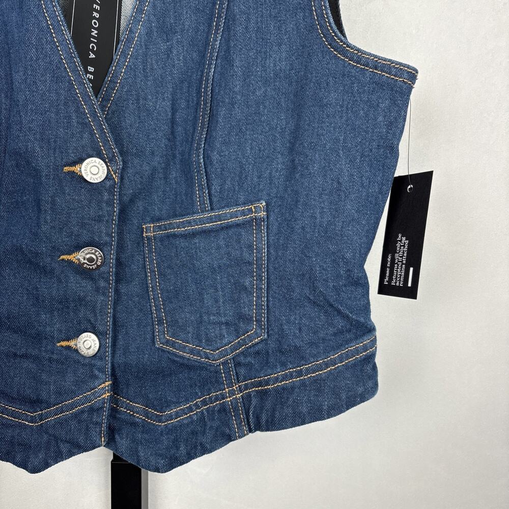 NEW Veronica Beard Valeria Vest Women's Small Blue Denim Buttons Country Cowgirl - Picture 4 of 10